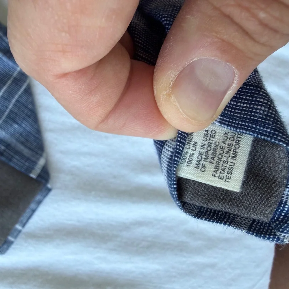 Todd‎ Snyder Blue White Plaid 100% Linen Slim Necktie Made in USA